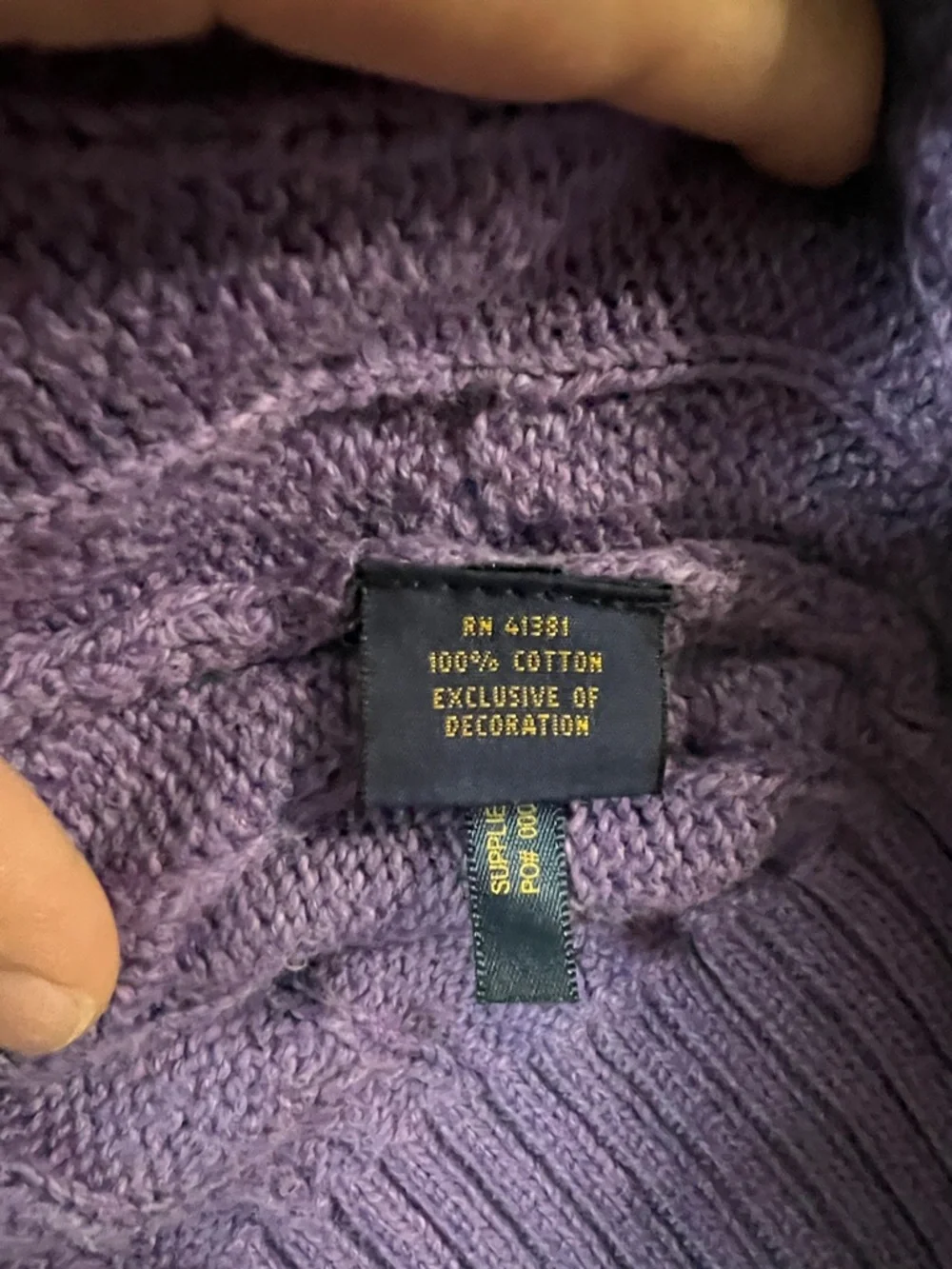 Polo by Ralph Lauren Purple Cable-Knit Crewneck Sweater - Picture 3 of 7